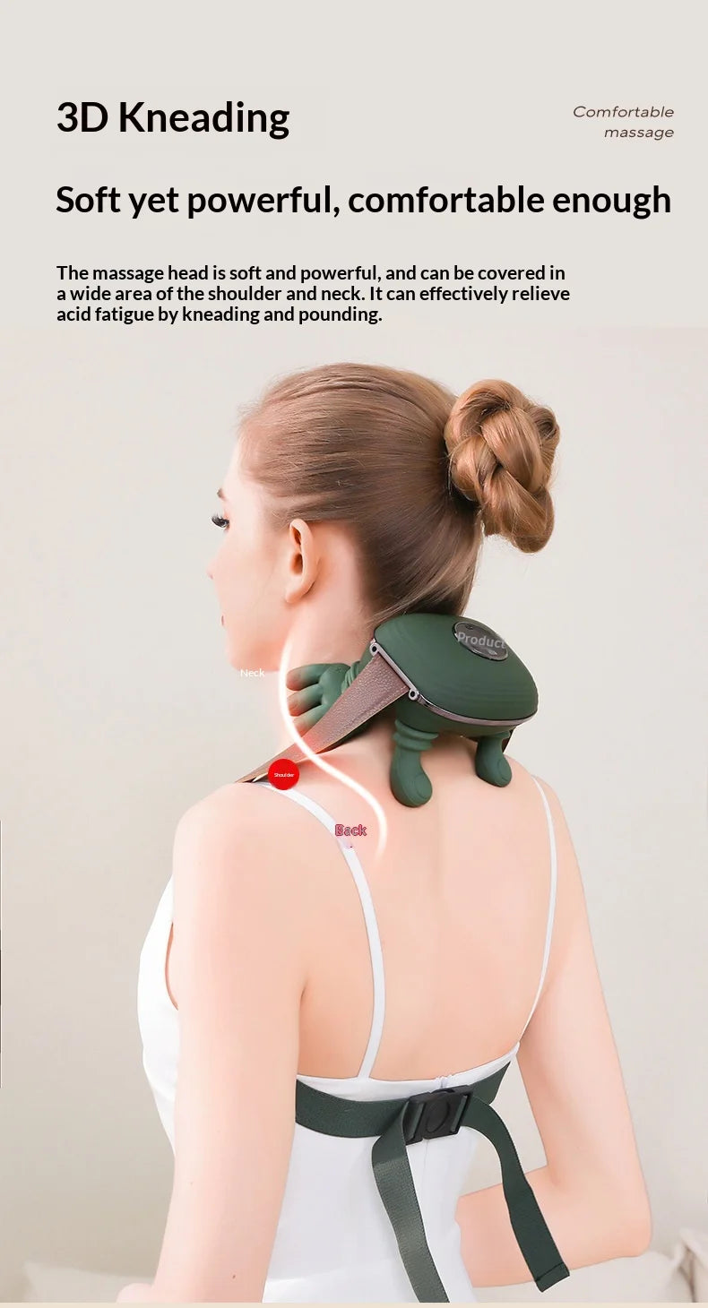 Finger Neck & Shoulder Massager with Heat Kneading for Relaxation