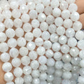 Natural Stone White Moonstone Gem Beads 6-10mm Faceted Loose Spacer for DIY Jewelry Making