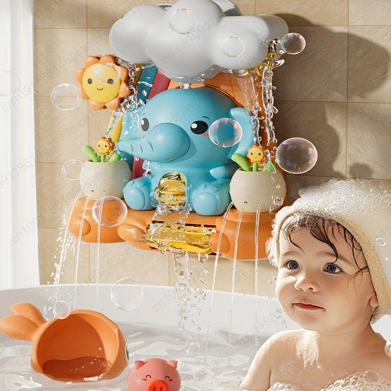 Interactive Elephant Water Wheel Bath Toy with Suction Cups