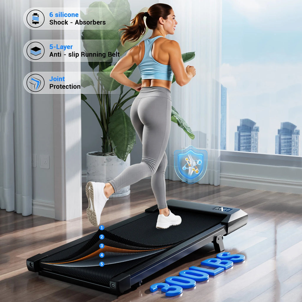 Treadmills 2.5 HP Quiet Walking Pad Under Desk Foldable 6% Slope Portable