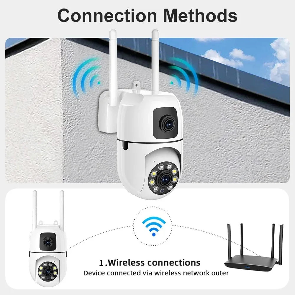 Security Camera 8MP Dual-Lens WiFi Outdoor with AI Human Tracking, Color Night Vision