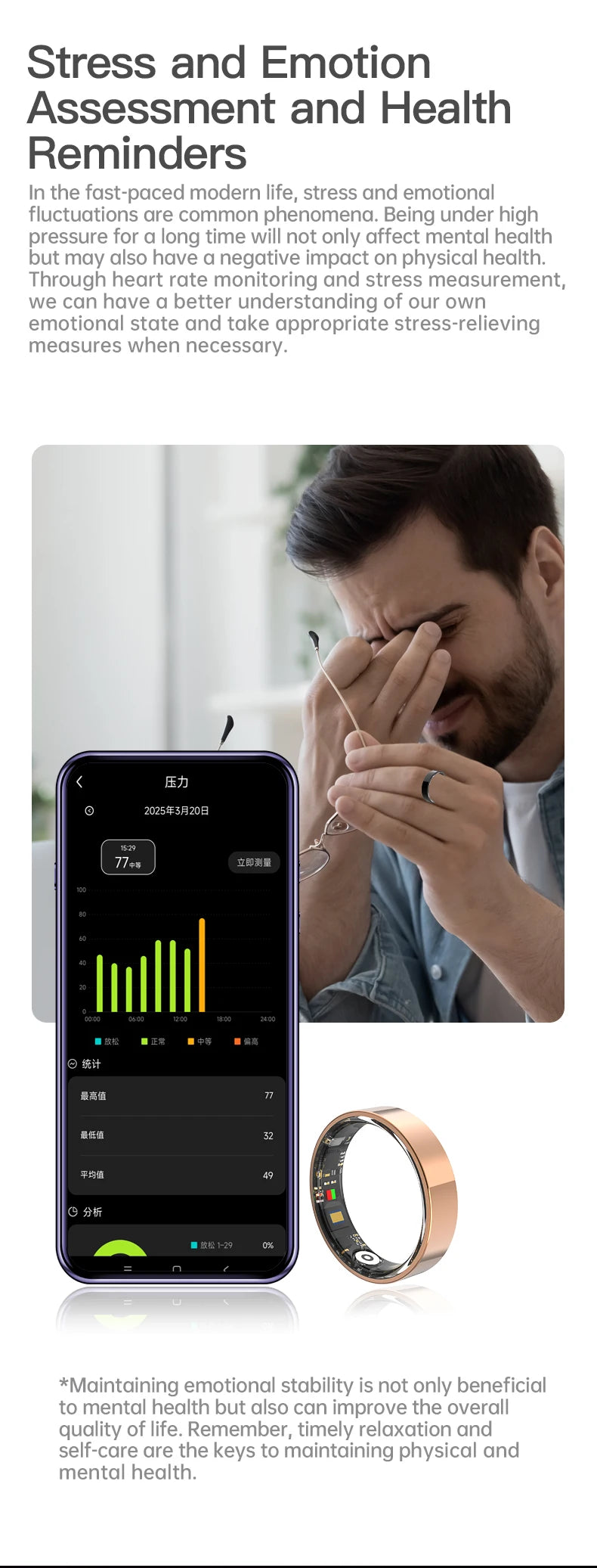 Smart Ring Bluetooth Call Heart Rate Blood Pressure Monitor 5ATM Waterproof Health Ring Men Women