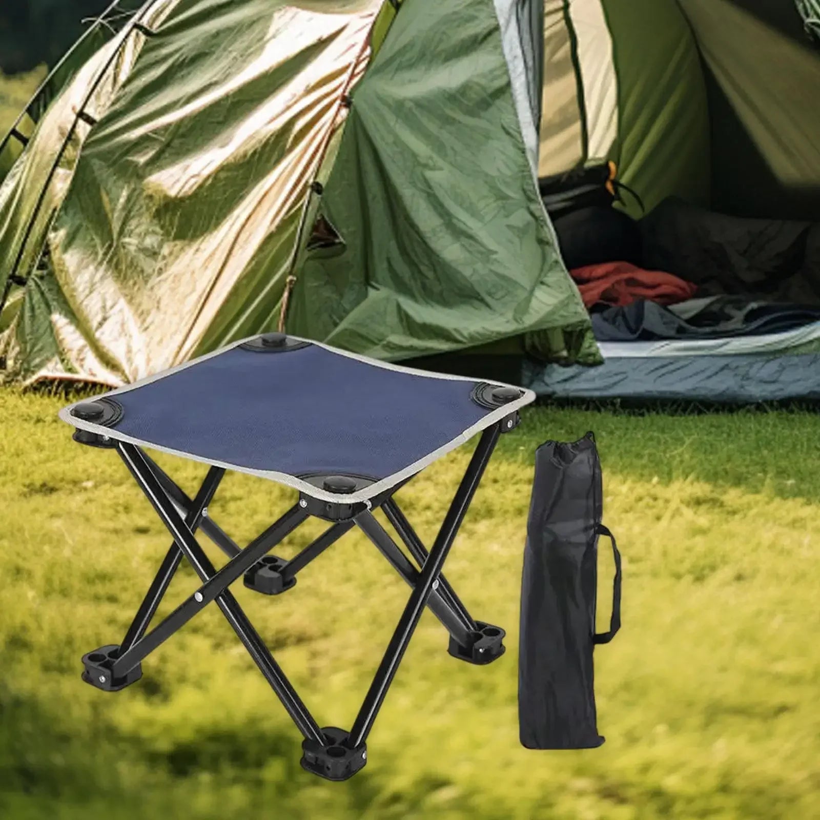 Camping stool, sleeper footstool, sturdy, practical and compact outdoor folding stool with handbag, suitable for park travel