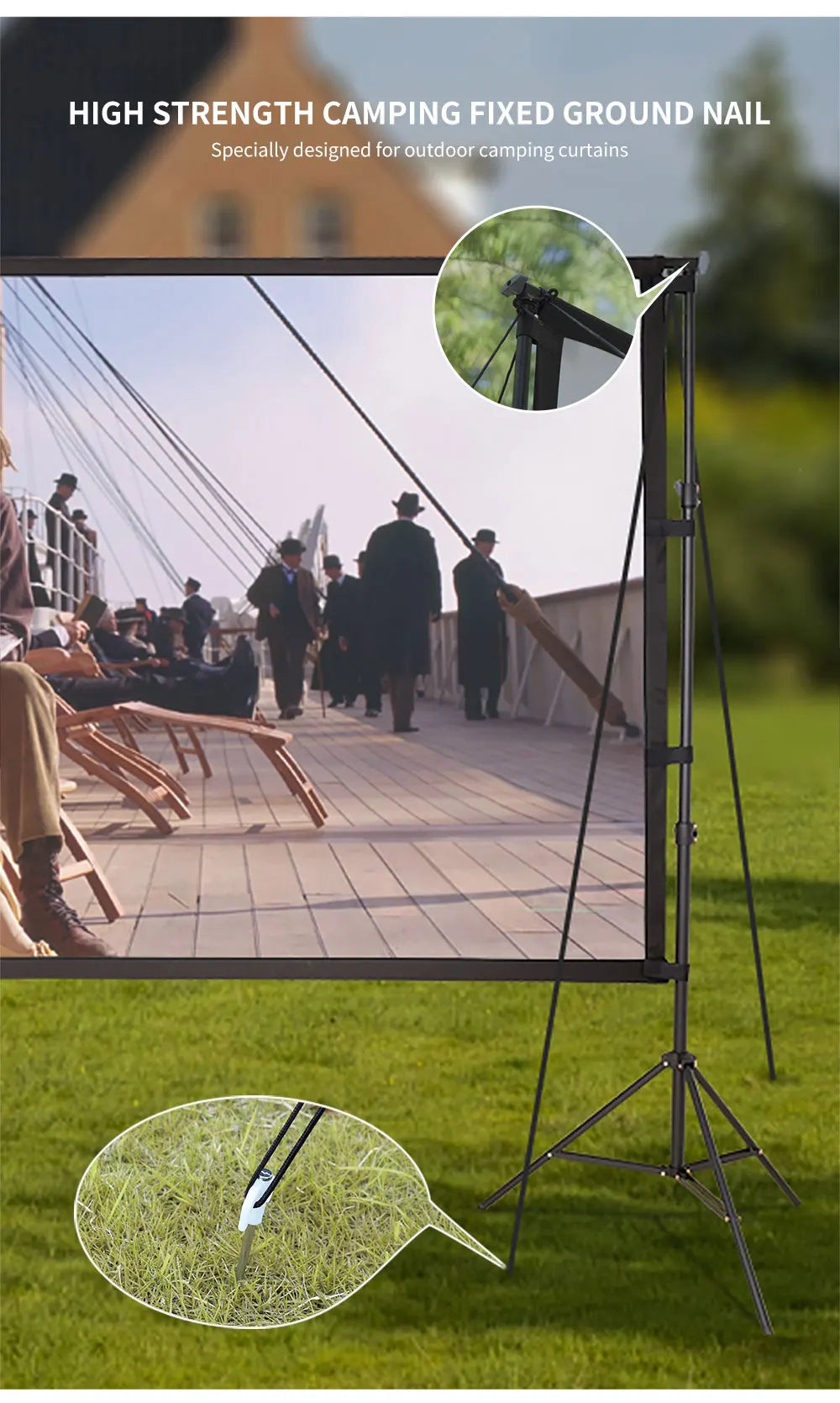 Portable Folding Movie Screen 150 Inch 4:3  HD Crease-resist Indoor Outdoor Projector