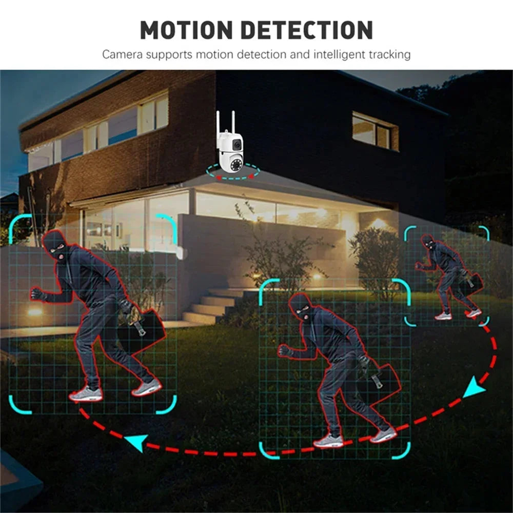 Security Camera 8MP Dual-Lens WiFi Outdoor with AI Human Tracking, Color Night Vision