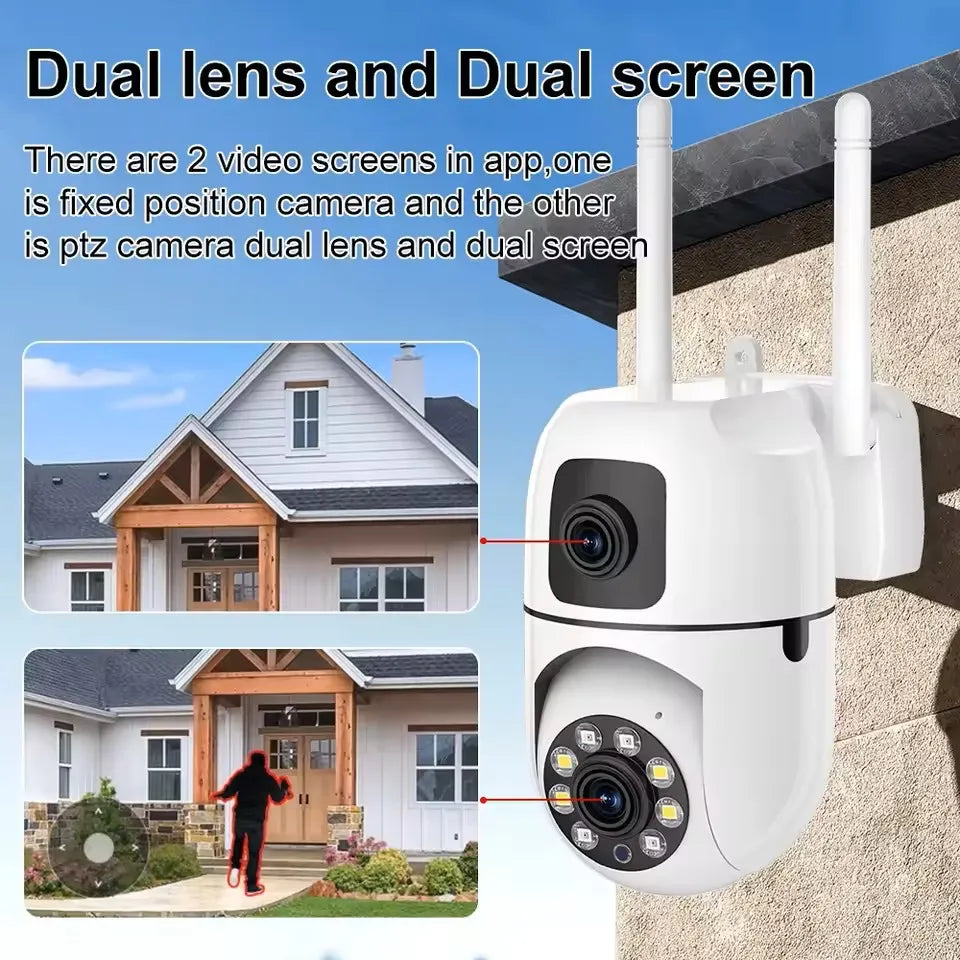 Security Camera 8MP Dual-Lens WiFi Outdoor with AI Human Tracking, Color Night Vision