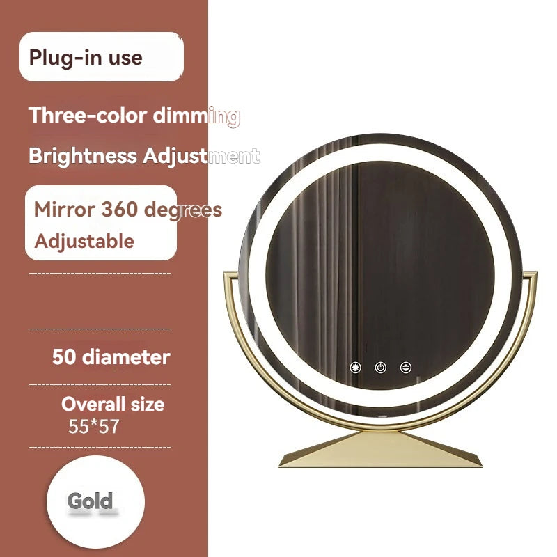 Smart LED Circle Makeup Mirror with Touch Control Lighting
