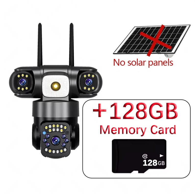 15MP 8K Solar Security Camera Outdoor – Triple Lens WiFi IP Camera with Night Vision, Two-Way Audio, Human Detection, Waterproof Wireless CCTV Surveillance System