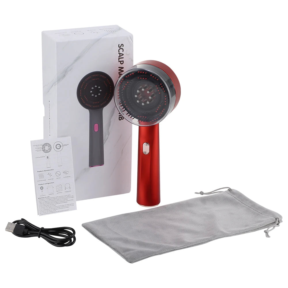 Deep Kneading Massage Comb, Red Light Therapy Scalp Massager