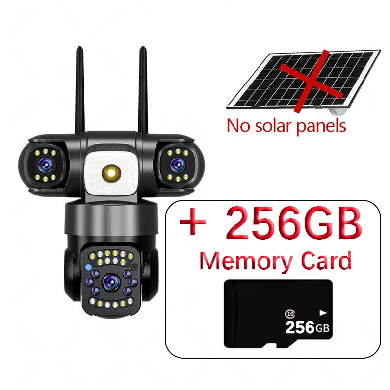 15MP 8K Solar Security Camera Outdoor – Triple Lens WiFi IP Camera with Night Vision, Two-Way Audio, Human Detection, Waterproof Wireless CCTV Surveillance System