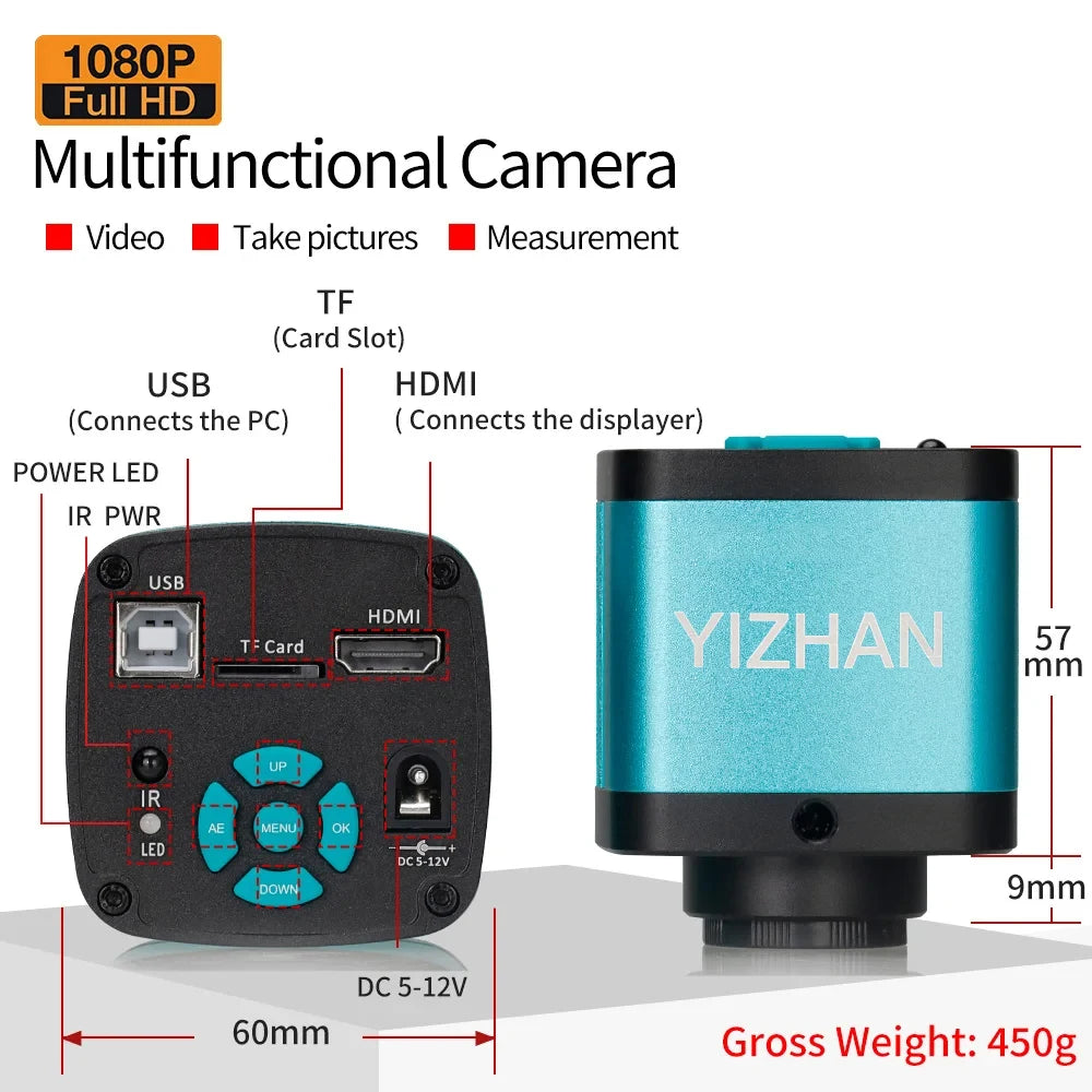 Digital Microscope for Electronics 4K 1080P HD Industrial Cameras 60MP 48MP 130X Lens C-mount