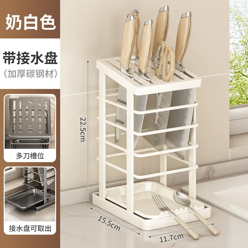 Kitchen Knife Storage Stand, Drainage Design Countertop Rack, Household Knife Block For Chef Knives