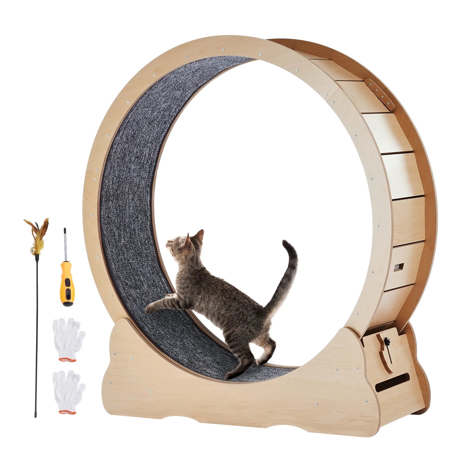Wooden Cat Exercise Wheel Large Cat Treadmill Wheel for Indoor Cat Running