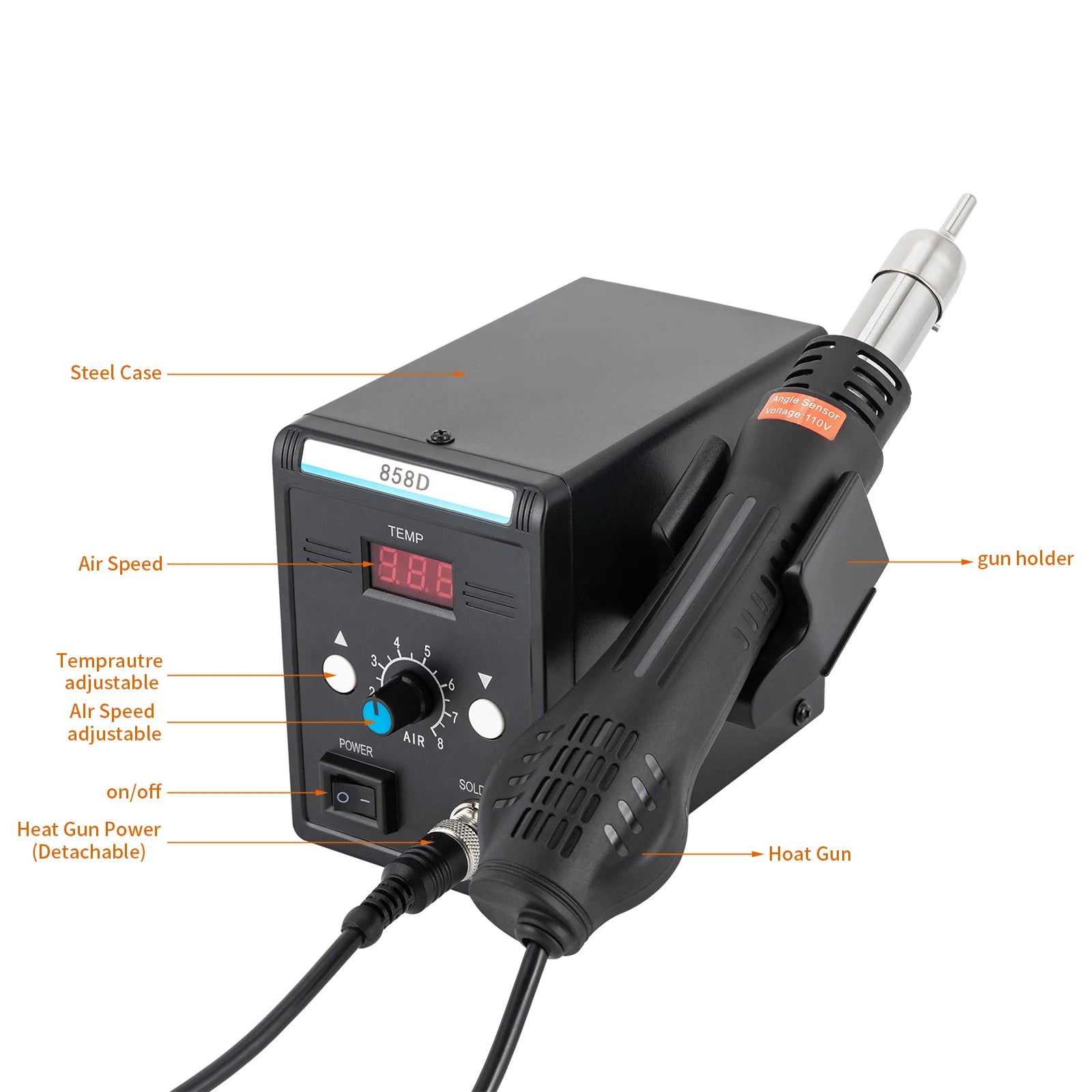 Rework Station for Electronics Repairing Desoldering Welding, 220V SMD 858D Hot Air
