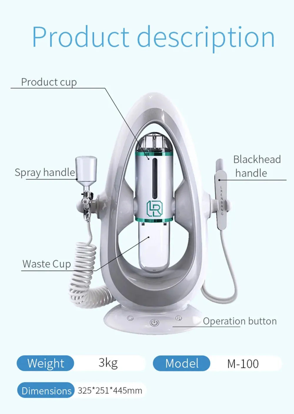 Dermabrasion Facial Cleaning Oxygen Instrument Hydra Aqua Suction Blackhead
