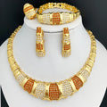 Jewelry Set For Women 18K Gold Plated Luxury Necklace Earrings Bracelet And Ring Set