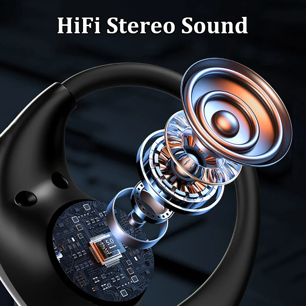 Bluetooth 5.4 Wireless Ear Hook Earbuds with LED Display with Touch Control