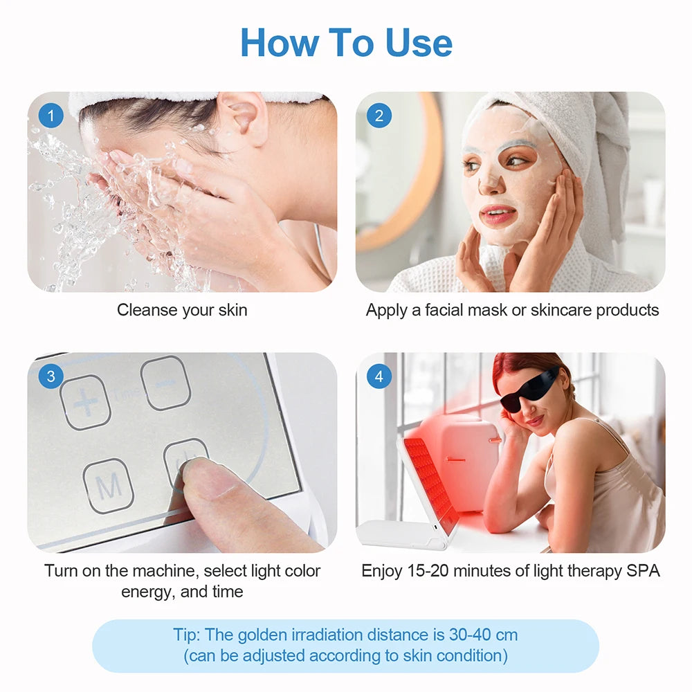 Wireless Face Body 4 Colors LED Photon Beauty Board Red Light Skin Rejuvenation