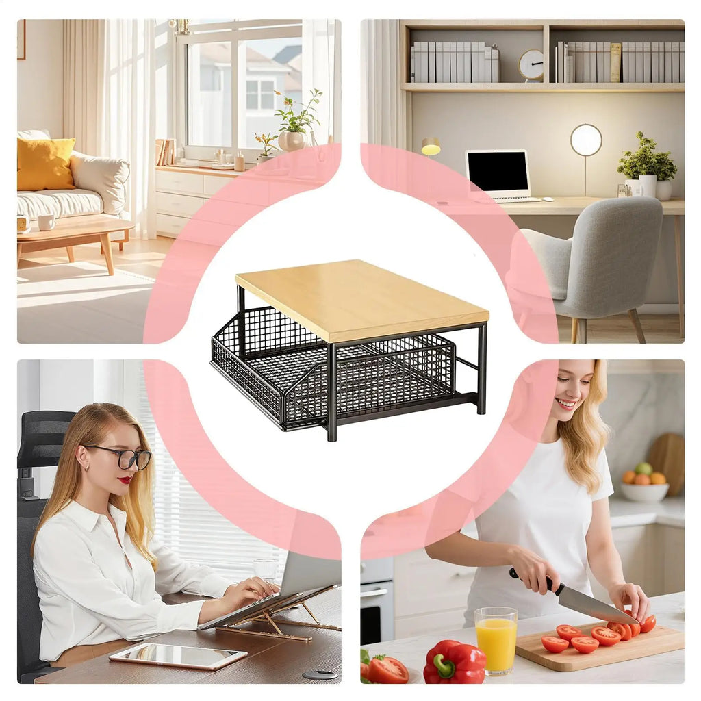 Kitchen Storage Rack Standing Shelf with Drawer for Fruits Vegetables Microwave Oven Pots Dishes Spices Organizer Home Apartment