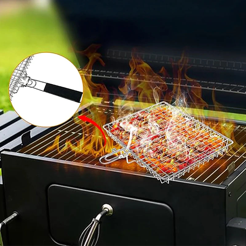 Grill Basket Stainless Steel Grill Baskets forOutdoor Grill |Grill AccessoriesforOutdoorGrill CampfireCooking Equipment