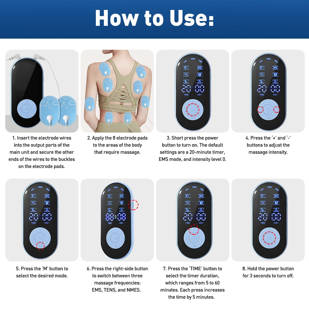 Tens Muscle Stimulator Electric EMS Body Massage Digital Therapy