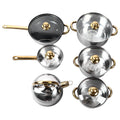 6-Piece Stainless Steel Cookware Set with Gold Handles