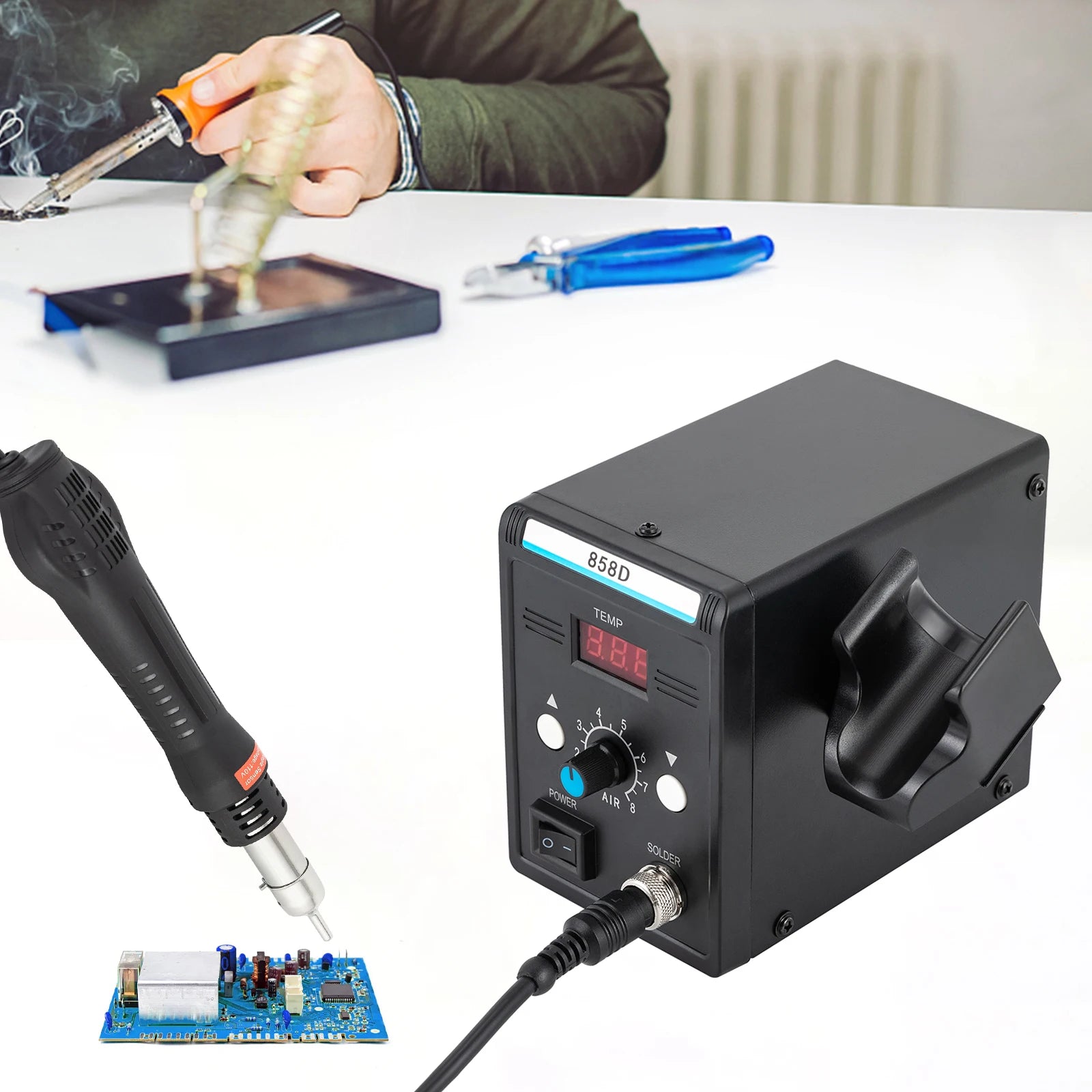 Soldering Station With Heat Gun Set 700W Hot Air Rework SMD LED Screen