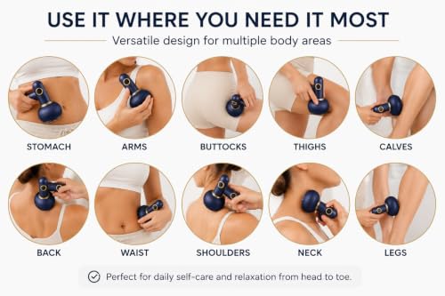 Vistas Markets Massage Tool for Body & Face, Electric Massager with Adjustable Heat, Ergonomic Body Sculpting Brush, Portable Cordless Self-Care Device for Relaxation and Skin Care