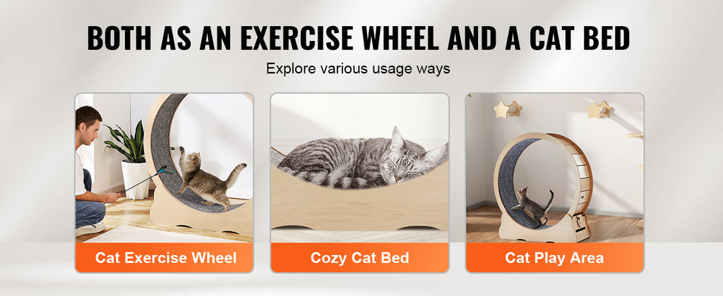 Wooden Cat Exercise Wheel Large Cat Treadmill Wheel for Indoor Cat Running